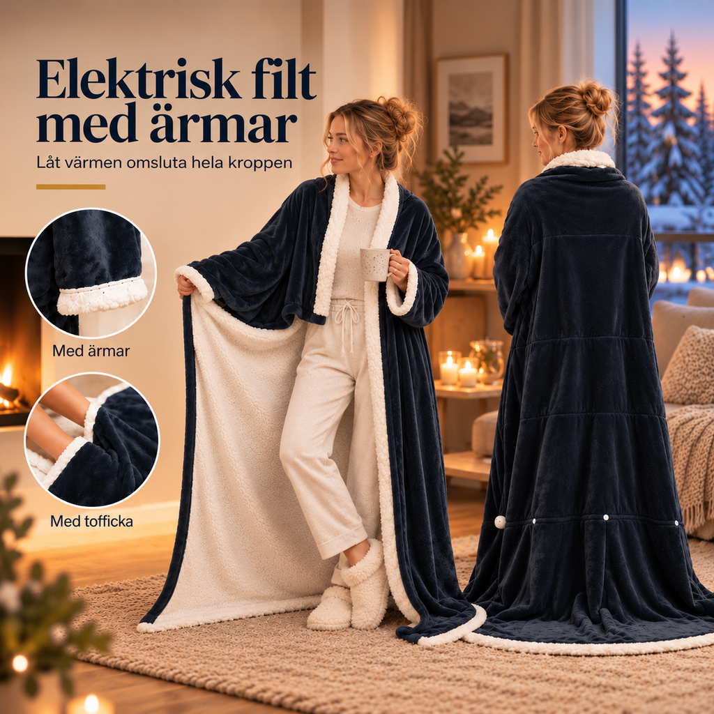Nordelle™ – Lyxig Elektrisk Värmefilt med Ärmar