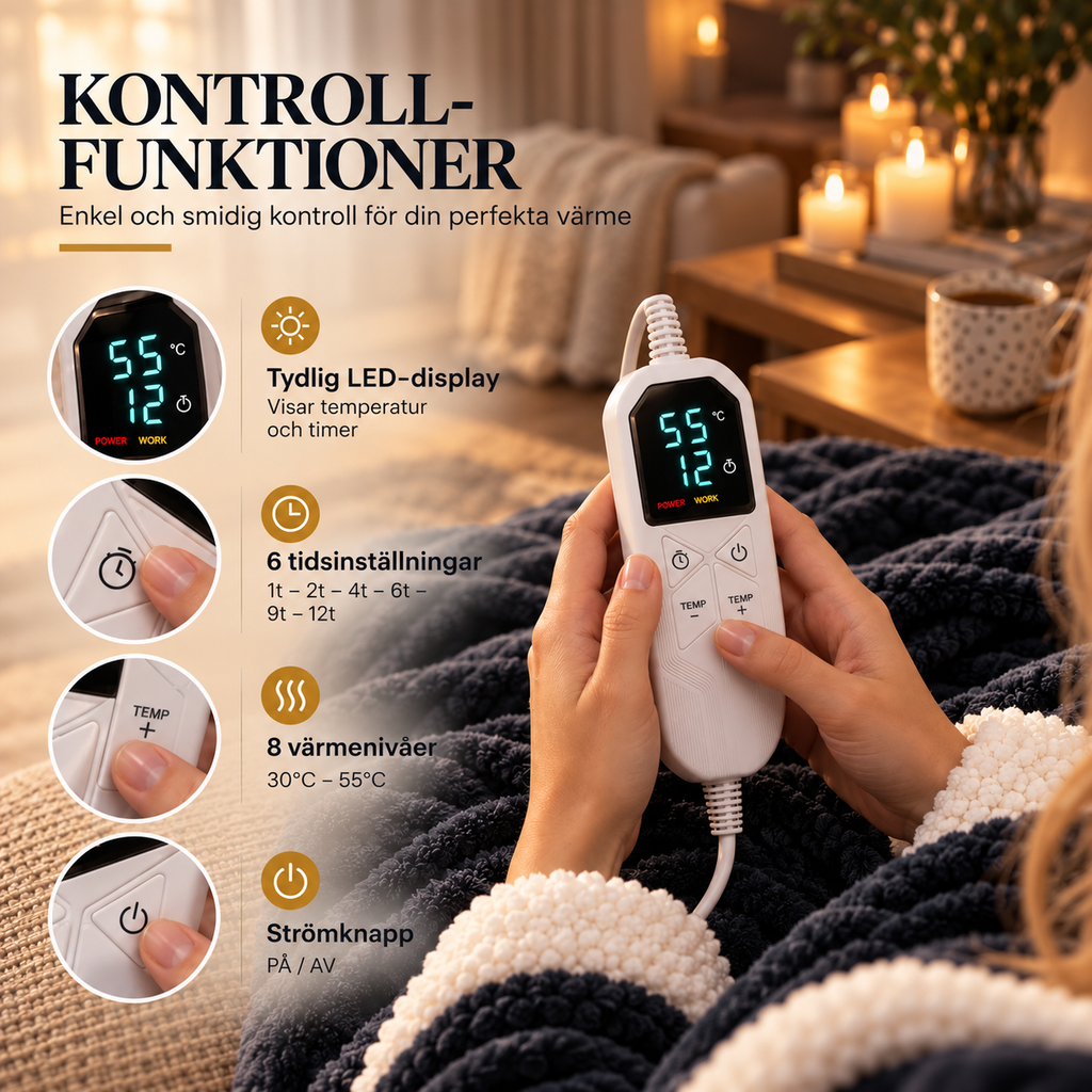 Nordelle™ – Lyxig Elektrisk Värmefilt med Ärmar